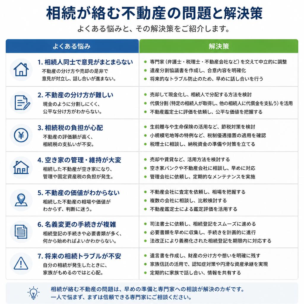 相続不動産に関する悩み