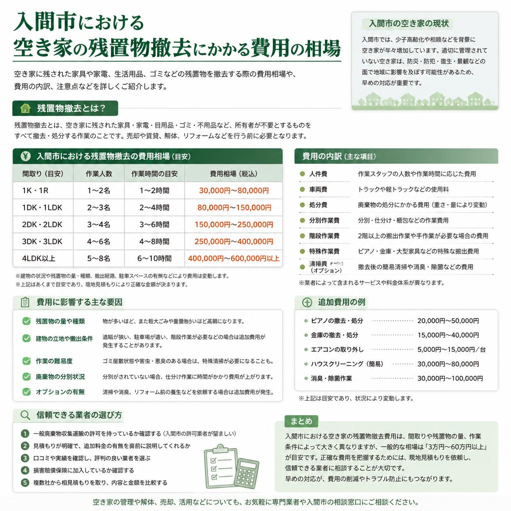 入間市の残置物撤去の相場とは？